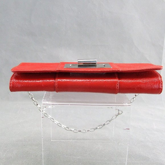 Banana Republic Leather Red Clutch or Shoulder Bag Purse - Picture 3 of 7